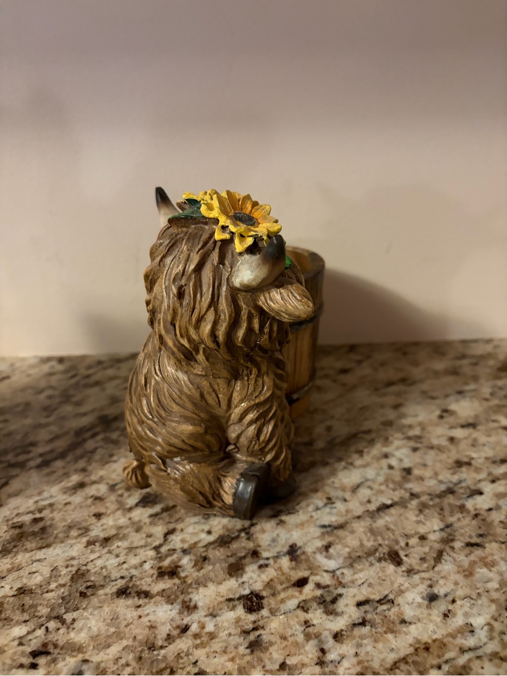Hobby Lobby Brown Highland Cow Planter with Yellow Sunflowers approx 5 1/2” - Picture 2 of 4